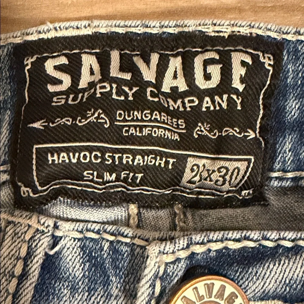Salvage Supply Company Jeans Mens 28x30 Blue Havoc Straight Slim Fit Denim